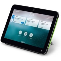 Poly TC10 Noir Panneau tactile 2-en-1 pour la programmation des salles et le contrôle des réunions.