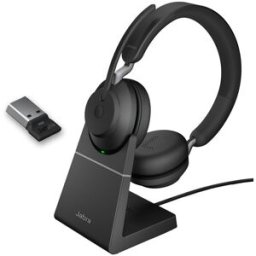 Jabra GN Jabra Evolve2 65 USB-A Duo MS + Socle Casque sans-fil certifié Microsoft Teams conçu pour une utilisation sur PC/Mac, smartphone et tablette.