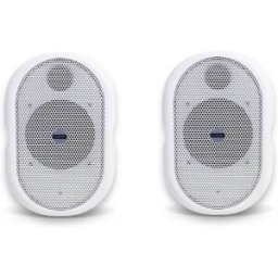 Rondson Lot de 2 Enceintes compactes CSB-20A (blanche) Enceintes actives compactes équipées d’un support mural, pensée pour une intégration discrète et une