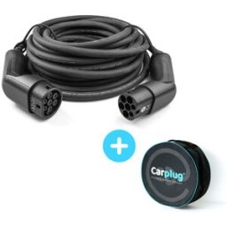 CARPLUG Câble de recharge Noir - Type 2 - Type 2 - 15m - 7,4kW (1 phase 32A) - T2 T2 + Housse