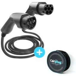 CARPLUG Câble de recharge Noir - Type 2 - Type 2 - 5m - 22kW (3 phases 32A) - T2 T2 + Housse
