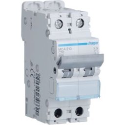 Interrupteur magnétothermique Hager 2P 10A 6 KA C 2 modules MCA210