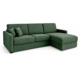 convertiblecenter PASSY - Canapé d'angle convertible 5 places - Velours, Vert sapin