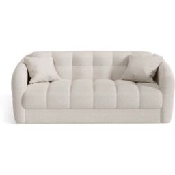convertiblecenter TRAPEZE Canapé convertible 2 places - Tissu Bouclette, Ecru