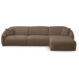 convertiblecenter MOUGINS - Canapé d'angle convertible 6 places - Droite - Velours chenille, Taupe clair