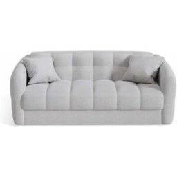 convertiblecenter TRAPEZE Canapé convertible 4 places - Tissu bouclette, Gris clair