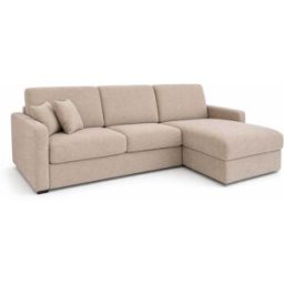convertiblecenter PASSY - Canapé d'angle convertible 6 places - Velours, Beige