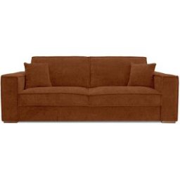 convertiblecenter HOSSEGOR - Canapé convertible 4 places - Velours texturé, Rouille