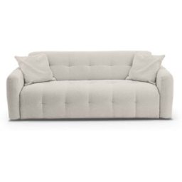 convertiblecenter AURON - Canapé convertible 4 places - Tissu bouclette, Ecru