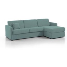 convertiblecenter METZ Canapé d'angle convertible 4 places - Tweed, Bleu ciel