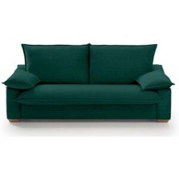 convertiblecenter PAU - Canapé convertible 3 places - Velours, Vert bouteille