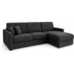 convertiblecenter PASSY - Canapé d'angle convertible 6 places - Velours, Gris anthracite