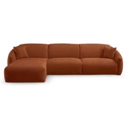 convertiblecenter MOUGINS - Canapé d'angle convertible 6 places - Gauche - Velours chenille, Rouille