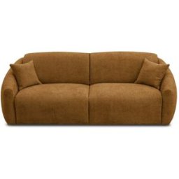 convertiblecenter MOUGINS - Canapé convertible 3 places - Velours chenille, Moutarde