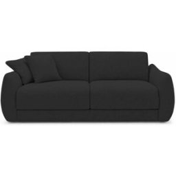 convertiblecenter PALMA - Canapé convertible 3 places - Velours texturé, Gris anthracite