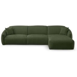 convertiblecenter MOUGINS - Canapé d'angle convertible 6 places - Droite - Velours chenille, Kaki