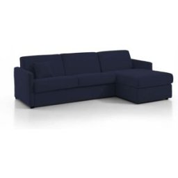 convertiblecenter METZ Canapé d'angle convertible 5 places - Tweed, Bleu marine