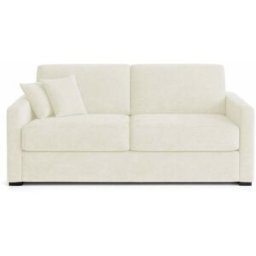 convertiblecenter PALAVAS - Grand canapé convertible 4 places - Velours, Ecru
