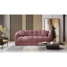 convertiblecenter TRAPEZE Canapé convertible 4 places - Velours, Rose