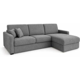 convertiblecenter PASSY - Canapé d'angle convertible 6 places - Velours, Gris souris