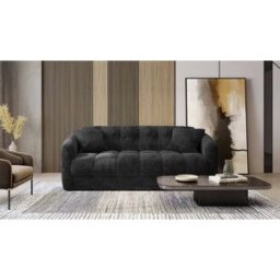 convertiblecenter TRAPEZE Canapé convertible 3 places - Velours, Noir