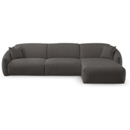 convertiblecenter MOUGINS - Canapé d'angle convertible 5 places - Droite - Velours chenille, Gris souris