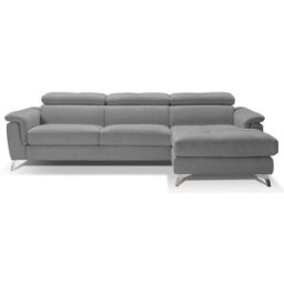 convertiblecenter BARI - Canapé d'angle convertible 6 places - Droite - Nabuck, Gris clair