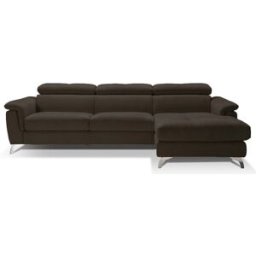 convertiblecenter BARI - Canapé d'angle convertible 5 places - Droite - Nabuck, Chocolat