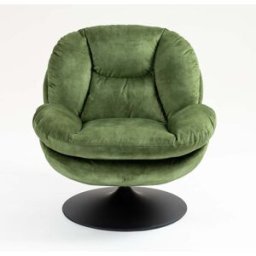 convertiblecenter BOULE - Fauteuil cabriolet pivotant - Velours - pied métal chromé ou noir, Vert sapin