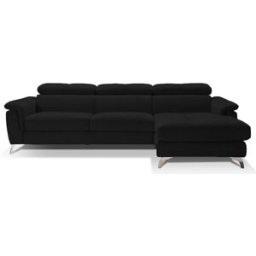 convertiblecenter BARI - Canapé d'angle convertible 5 places - Droite - Nabuck, Noir