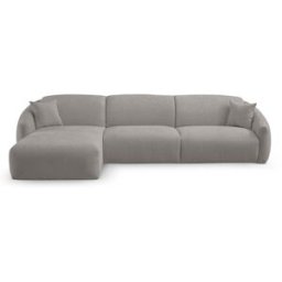 convertiblecenter MOUGINS - Canapé d'angle convertible 6 places - Gauche - Velours chenille, Gris clair