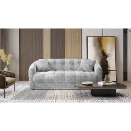 convertiblecenter TRAPEZE Canapé convertible 3 places - Velours, Gris clair