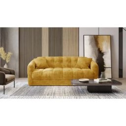 convertiblecenter TRAPEZE Canapé convertible 3 places - Velours, Moutarde