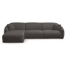 convertiblecenter MOUGINS - Canapé d'angle convertible 5 places - Gauche - Velours chenille, Gris souris