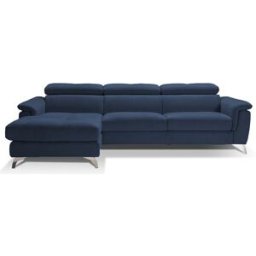 convertiblecenter BARI - Canapé d'angle convertible 5 places - Gauche - Nabuck, Bleu marine