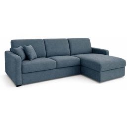 convertiblecenter PASSY - Canapé d'angle convertible 4 places - Velours, Gris bleuté