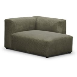 Méridienne d'angle à droite modulable en velours côtelé vert kaki - Modulo