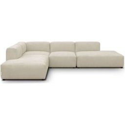 Canapé d'angle modulable réversible 7 places en velours côtelé beige - Modulo