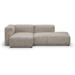 Canapé d'angle à gauche modulable avec méridienne 3/4 places en velours côtelé taupe - Modulo