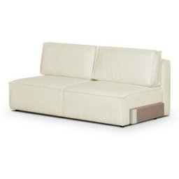 Module canapé convertible 2 places avec coffre de rangement en tissu bouclette beige - Harper Mod