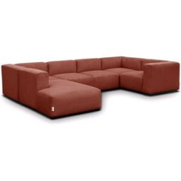 Canapé modulable panoramique 9 places ouvert à gauche en velours côtelé rouille - Modulo