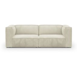 Canapé modulable 3 places en velours côtelé beige - Rezia