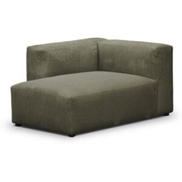 Méridienne d'angle à gauche modulable en velours côtelé vert kaki - Modulo