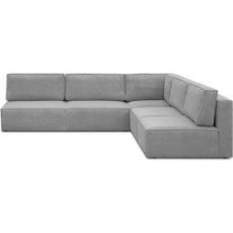 Canapé d'angle à droite modulable 8 places en velours côtelé gris clair - Harper Mod