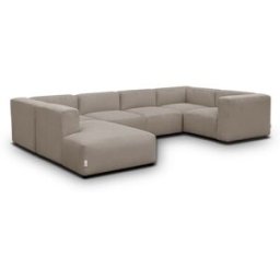 Canapé modulable panoramique 9 places ouvert à gauche en velours côtelé taupe - Modulo