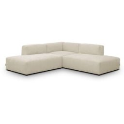 Canapé d'angle modulable réversible 5 places en velours côtelé beige - Modulo