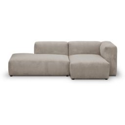 Canapé d'angle à droite modulable avec méridienne 3/4 places en velours côtelé taupe - Modulo