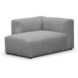Méridienne d'angle à gauche modulable en velours côtelé gris clair - Modulo