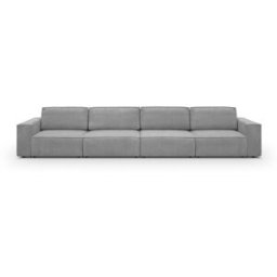 Canapé modulable 6/7 places en velours côtelé gris clair - Harper Mod