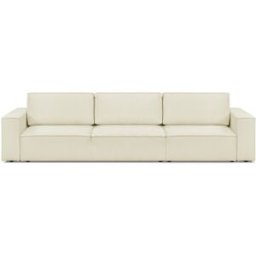 Canapé modulable convertible 5 places avec coffre de rangement en tissu bouclé beige - Harper Mod